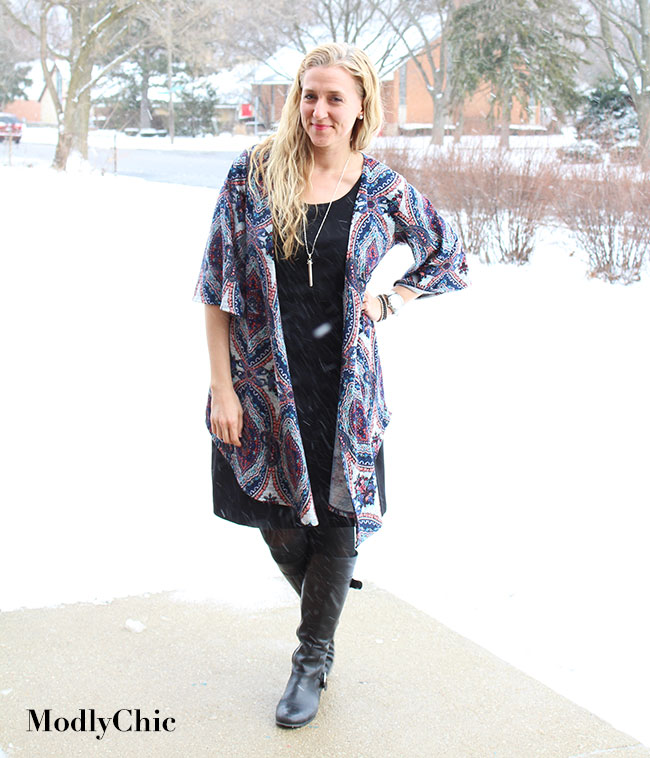 PinkBlush blue kimono sweater.